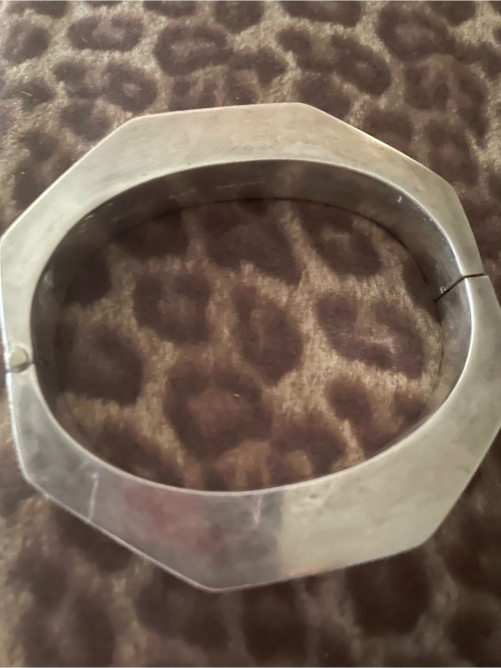 Octagonal Silver-Tone Hinged Bangle Bracelet